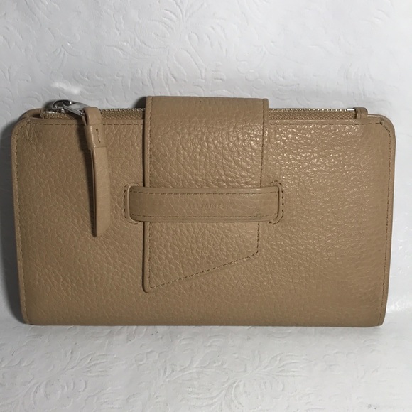 AllSaints Brand Ray Wallet Caramel Beige Clutch - Picture 2 of 10